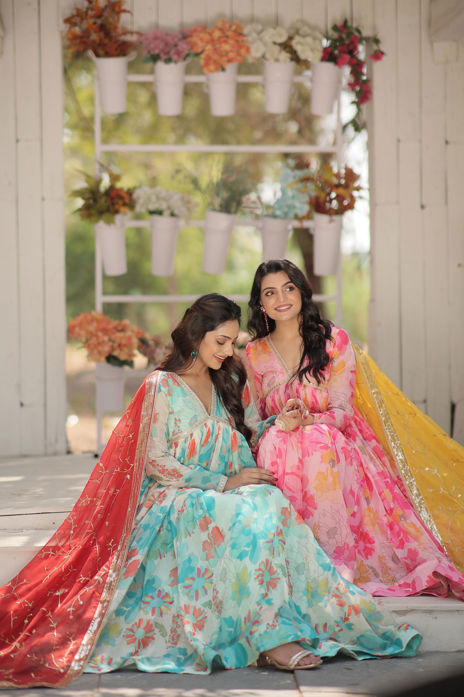 KA 1104 Russian silk Digital Printed Gown With Dupatta Wholesale Price In Surat